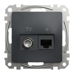Gniazdo komputerowe-TV (kat. 6 UTP), czarny antracyt, Sedna Design i Elements SDD114469T