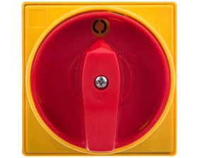 Łącznik krzywkowy 0-1 4P 25A do wbudowania z pokrętłem żółto/czerwonym blokowany kłódką 7GN2592U25