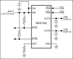 Dual, 3mm x 3mm, 1.2A/Programmable-Current USB Switches with Autoreset