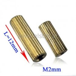 Tulejka dystansowa mosiężna, L= 12mm, gwint M2