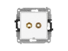 MINI Mechanizm gniazda głośnikowego pojedynczego, bez pola opisowego (typu banan - czerwony i czarny, pozłacany, 4 mm2, skręcany