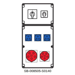 Rozdzielnica 0-1(32A) 0-1(16A) 1x5x32A 1x5x16A 3x3x16A INA=32A SB-008505-S0140-54