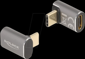 60054 USB 4.0 adapter, C male to C female, angled, metal