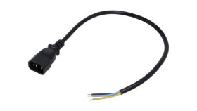 Kabel: 3X0,75Mm2, Iec C14 Męski, 0,5M, 10A Lt-602 H05vv-F 3X0.75 Blk 0.5M End
