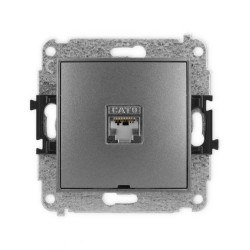 ICON Mechanizm gniazda komputerowego pojedynczego 1xRJ45, kat. 6, ekranowane, 8-stykowy, bez pola opisowego grafitowy 11IGKBO-5