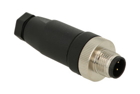 Wtyk; KLS15-M12A-P103PG7; M12-3p; 3 tory; proste; śrubowy; 0,25mm2; 4-8mm; na przewód; czarny; IP67; 2A; 30V; KLS; RoHS