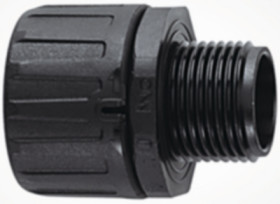 Straight hose screw fitting, PG7, 11 mm, PA, IP66, black, (L) 33 mm, 166-21032