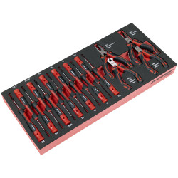 Sealey TBT67 Premier Precision Screwdriver &amp; Mini Pliers Set with Tool Tray 17pc