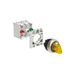 Zestaw pulpitowy przełącznik sterowniczy żółty podświetlany 1-0-2 samopowrót do 0 adapter zestyki 1Z+1R LED:12-30VAC/DC LPCSL131