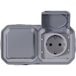 Legrand 069742L Plexo Wet Room Socket 2-Way IP44 IK08 Grey