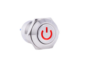 PRZEŁĄCZNIK MONOSTABILNY OKRĄGŁY 2A 250V CZERWONY PŁASKI MKX