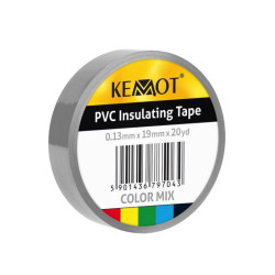 TAŚMA IZOLACYJNA SZARA 20Y PVC KEMOT 0,13x19mm