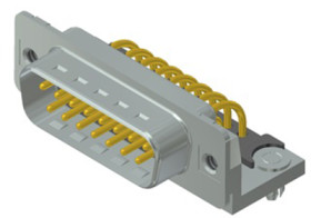 D-Sub plug, 15 pole, standard, equipped, angled, solder pin, 163A16369X