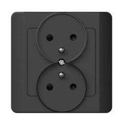 Gniazdo podtynkowe z uziemieniem podwójne, Silva, czarne / 46221