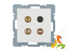 BERKER B.KWADRAT Gniazdo multimedialne 3xCinch 1xS-Video biały połysk 3315328989 HAGER