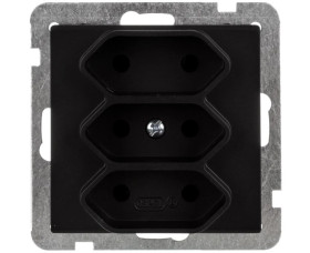 SONATA Gniazdo potrójne b/u 2,5A EURO czarny metalik GP-3R/m/33