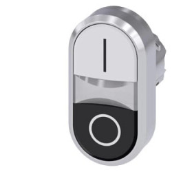 Przycisk podwójny 22mm metal biały /I/ czarny /O/ przyciski płaskie z samopowrotem SIRIUS ACT 3SU1050-3AB61-0AK0