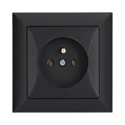 Gniazdo podtynkowe pojedyncze z uziemieniem 2P+Z Pola czarne, 33208