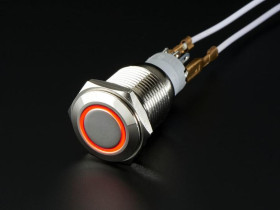 Adafruit Rugged Metal Pushbutton with Red LED Ring