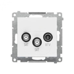 Simon 55 Gniazdo antenowe satelitarne podwójne SAT-SAT-RTV (moduł). 2x Wejście: 5 MHz÷2,4 GHz Biały mat TASK2.01/111