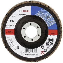 Bosch 2608603714 X431 Flap Disc 115mm Bore 22.33mm Steel Robust Finish