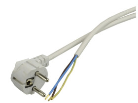 Przewód z wtyczką kątową 3x1,0mm 4,5m biały
