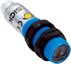 Czujniki fotoelektryczne Tłumienie tła cylindryczny SICK PNP zakres 10 mm → 350 mm Światło czerwone