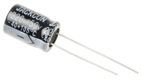 Kondensator 220μF 50V dc Radialny, Otwór przelotowy RS PRO roztaw: 5mm 10 (Dia.) x 15mm