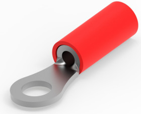 Insulated ring cable lug, 0.3-1.42 mm², AWG 22 to 16, 3.68 mm, M3.5, red, 51863