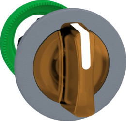 Toggle switch, 3 positions, illuminable, latching, waistband round, orange, front ring gray, 45°, mounting Ø 30.5 mm, ZB5FK1353C