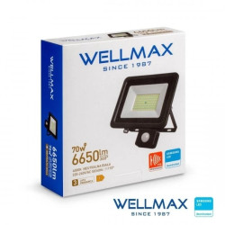 Naświetlacz LED 70W 95lm/W 6650lm IP54 Neutralna 4000K z czujnikiem ruchu SAMSUNG / GOL1FLN070P