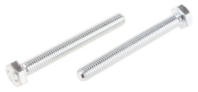 Śruba z łbem sześciokątnym gwint M8 70mm skok 1.25mm Stalowe Sześciokątny Powlekane jasnym cynkiem RS PRO