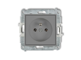 MINI Gniazdo pojedyncze z uziemieniem (bez przesłon torów prądowych) szary mat 27MGP-1z KARLIK