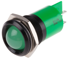 Lampka kontrolna do montażu panelowego 24V ac/dc, zielona 22mm LED Końcówka lutownicza RS PRO