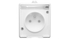Trol Gniazdo Hermetyczne Pojedyncze Z/U Ip44 Klapka Transparentna Białe 100132