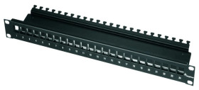 Telegärtner Panel 19 1U pusty 24 porty RJ45 z półką czarny
