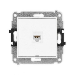 ICON Mechanizm gniazda komputerowego pojedynczego 1xRJ45, kat. 6A, 8-stykowy, bez pola opisowego biały mat 25IGKBO-7