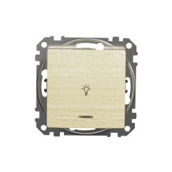 Przycisk 1-biegunowy światło z podświetleniem, brzoza, efekt drewna, Sedna Design i Elements SDD180132L