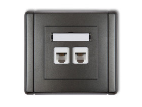 FLEXI Gniazdo telefoniczne podwójne 2xRJ11 4-stykowe beznarzędziowe grafitowy 11FGT-2 KARLIK
