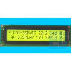 WYŚWIETLACZ LCD 2x20A Y/G 20x2 POZYTYW 2002A