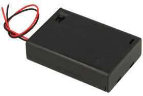 Koszyk baterii; BC331; 3xR6(AA); z przewodem 150mm; pojemnik; z pokrywą; z wyłącznikiem; czarny; R6 AA