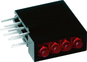 Signal light, red, 5 mcd, pitch 2.54 mm, LED number: 4, D.2400R