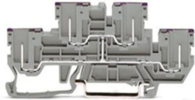 4-pin protective earth terminal, spring-clamp connection, 2 pole, 16 A, 6 kV, gray, 870-158