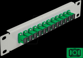 66782 10" Fiber Optic Patch Panel 12 Port SC Simplex green 1U grey