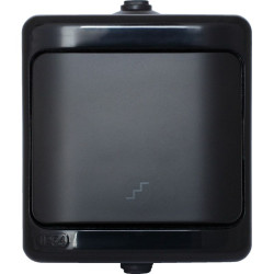 BRYZA Łącznik natynkowy schodowy IP54 czarny 180906