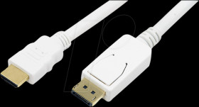 CV0055 DisplayPort cable, DP/M to HDMI-A/M, 1080p, white, 2 m