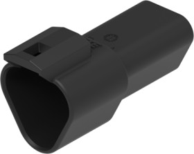 Socket, 3 pole, straight, 2 rows, black, DT04-3P-CE02