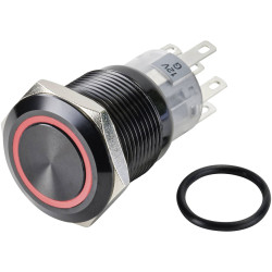 TruComponents 782714 Pushbutton ,Panel Mount,On/(On),DPDT,Solder,IP65