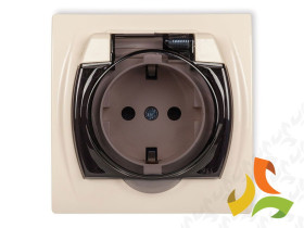LOGO Gniazdo hermetyczne z uziemieniem schuko (klapka beżowa przesłony torów prądowych) beżowy 1LGPB-1sp KARLIK