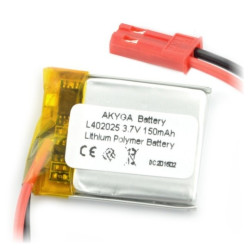 Akumulator Li-Pol Akyga 150mAh 1S 3,7V - złącze JST-BEC + gniazdo - 25x20x4mm